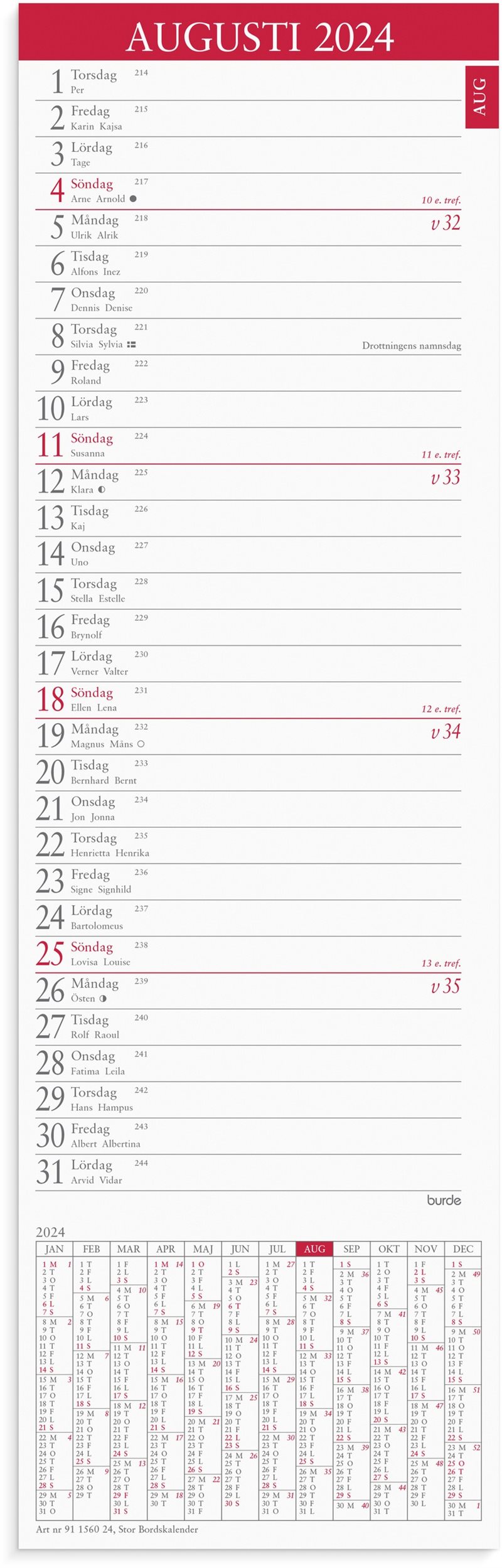 Kalender 2024 Stor Bordskalender